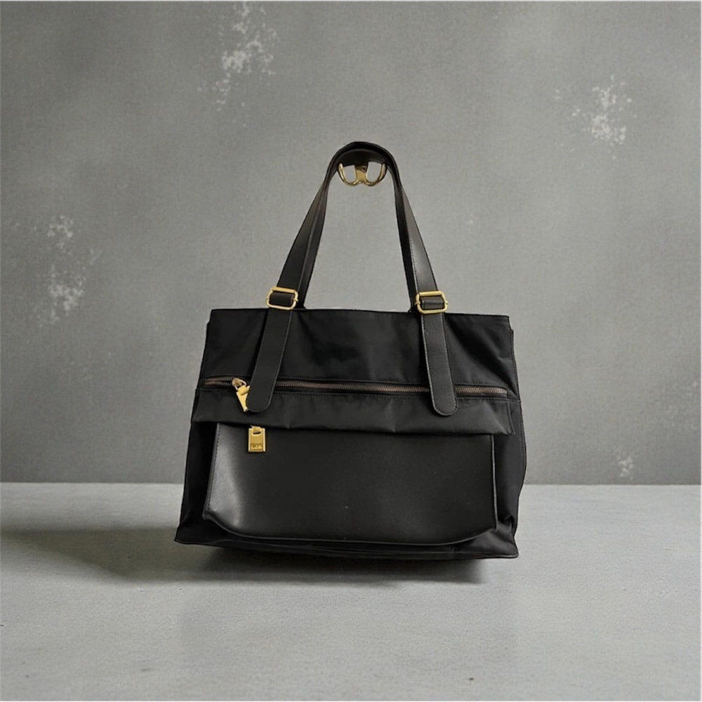 LJS Collection Elegant Shoulder Bag Tote Black Gold
